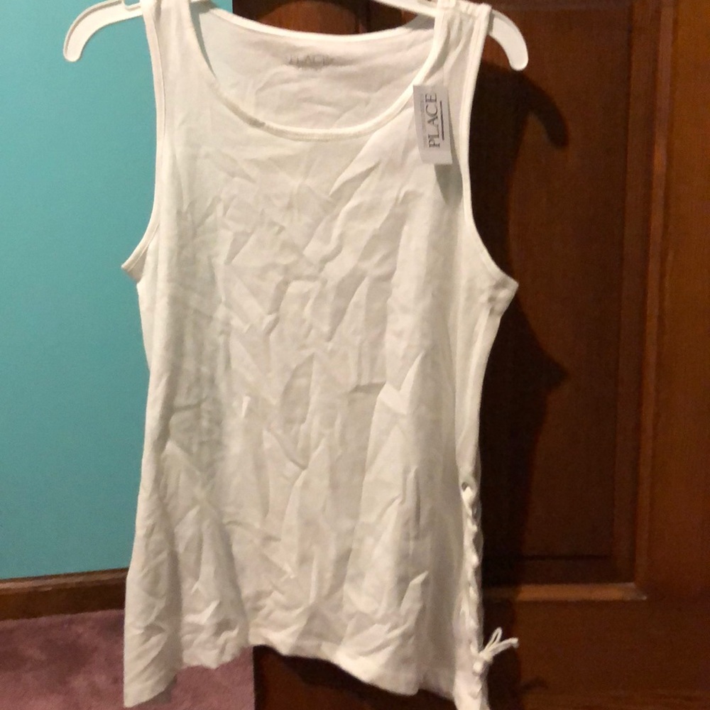 White tank top with laced accents